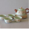 Porcelain Plum Teapot & 4 Cups - Image 2