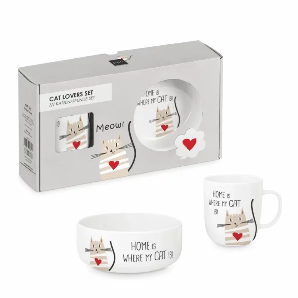 Cat Lover's Bowl & Mug Set